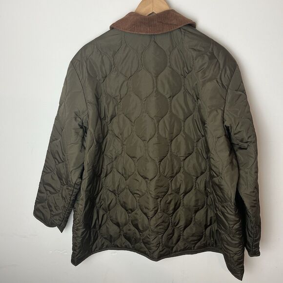 Old Navy Quilted Olive Pine Green Barn Jacket Corduroy Collar Coat XXL 270 - Picture 7 of 10